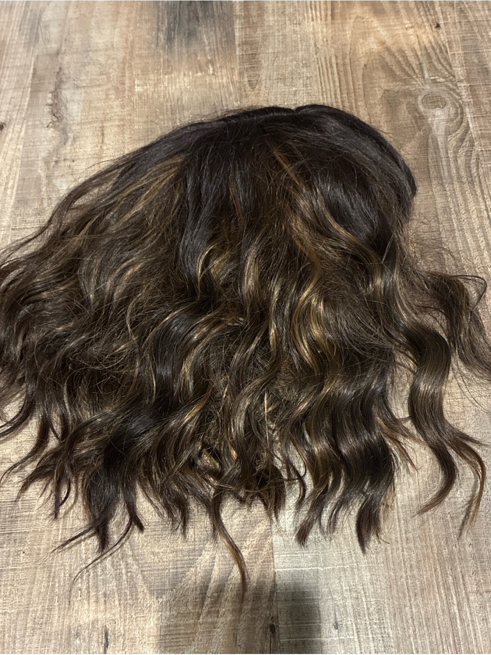 Dark Brown Wavy Hair Topper with Blonde Highlights - Women Hair